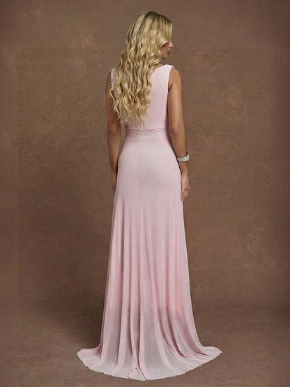 Elegante Plissé Twist-Front Maxi Jurk met Hoge Split