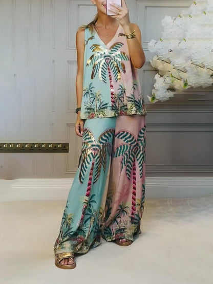 Unieke Palmboom Print Losse Tanktop