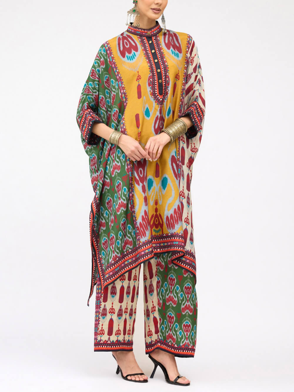 Retro Casual Patchwork Bloemenprint Losse Rechte Broek