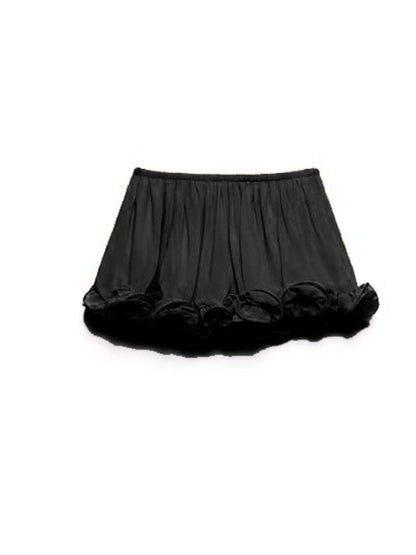 Exquise Chiffon Ruffle Rugloze Asymmetrische Top & Relaxed Shorts Set met Elastische Taille
