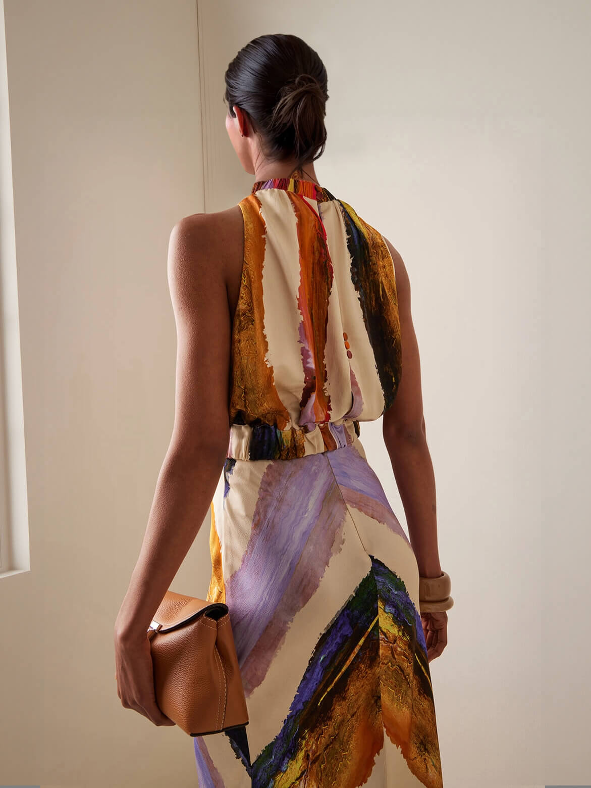 Elegante Abstracte Print Tanktop En Maxi Rok Set