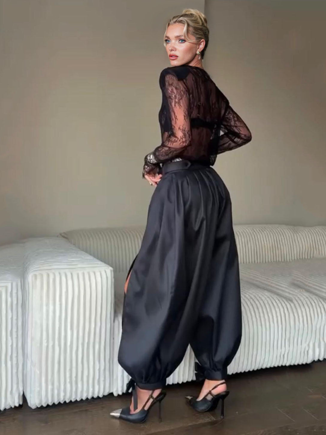 Sexy Kant Top & Hoge Taille Touwbroek Set
