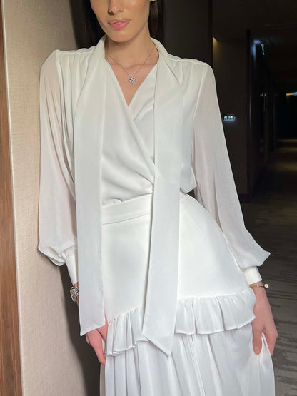 Elegante Chiffon Rimpelrok Twee-delige Set