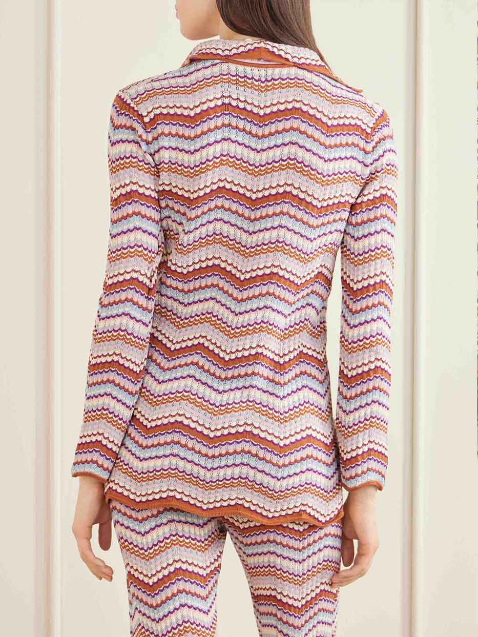 Casual Zigzag Streep Gebreid Twee-Delig Set