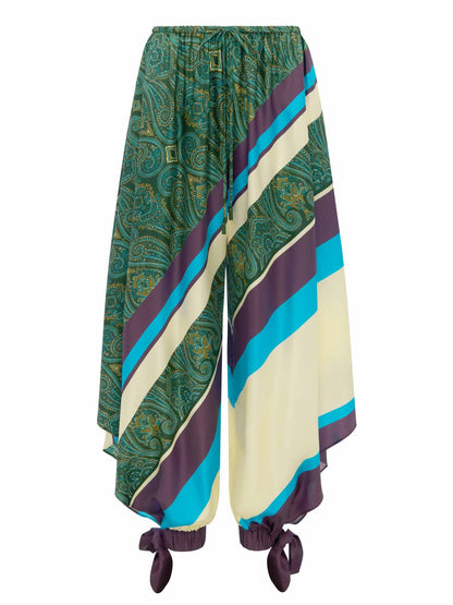 Bruine Crop Top Kleur Blok Print Broek Twee-Delige Set