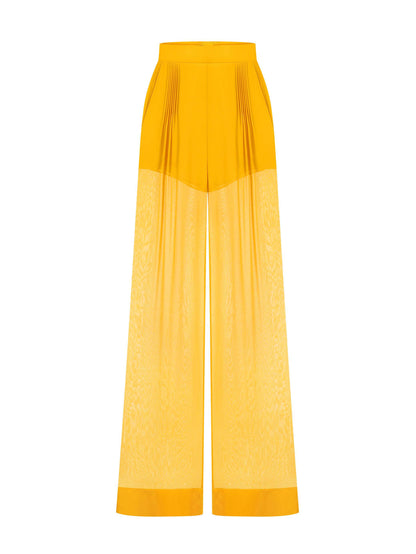 Elegante Gelaagde Chiffon Shirt & Wijde Pantalon Twee-Piece Set