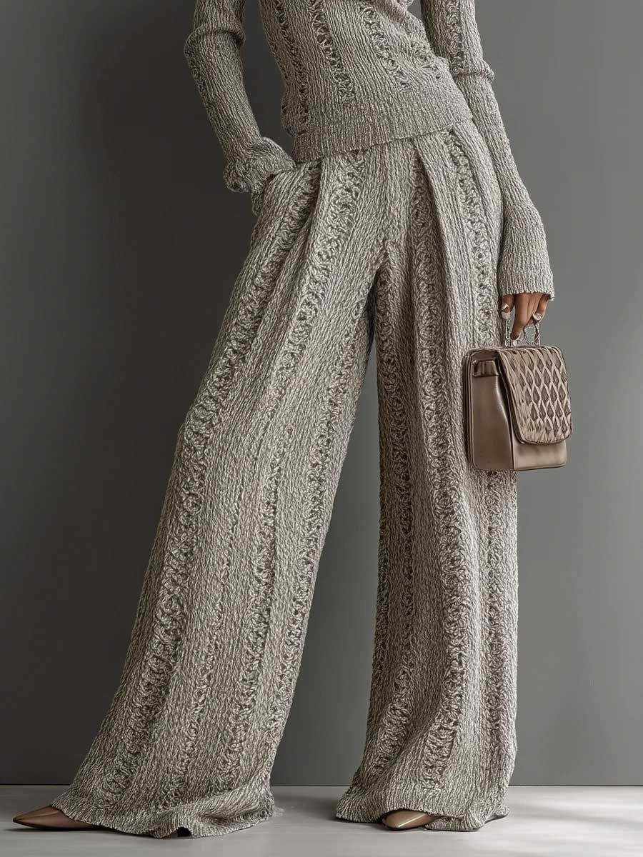 Casual coltrui en broek met wijde pijpen