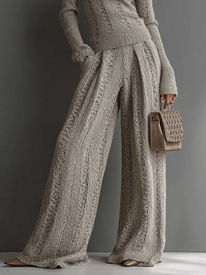 Casual coltrui en broek met wijde pijpen