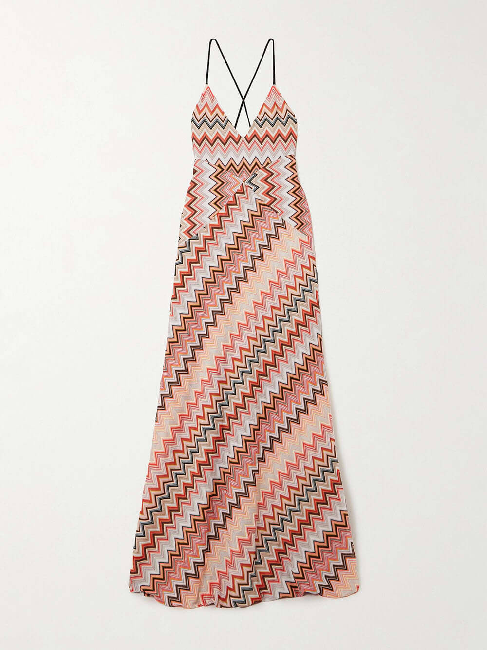 Elegante Gehaakte Gedrukte Maxi Jurk met Open Rug