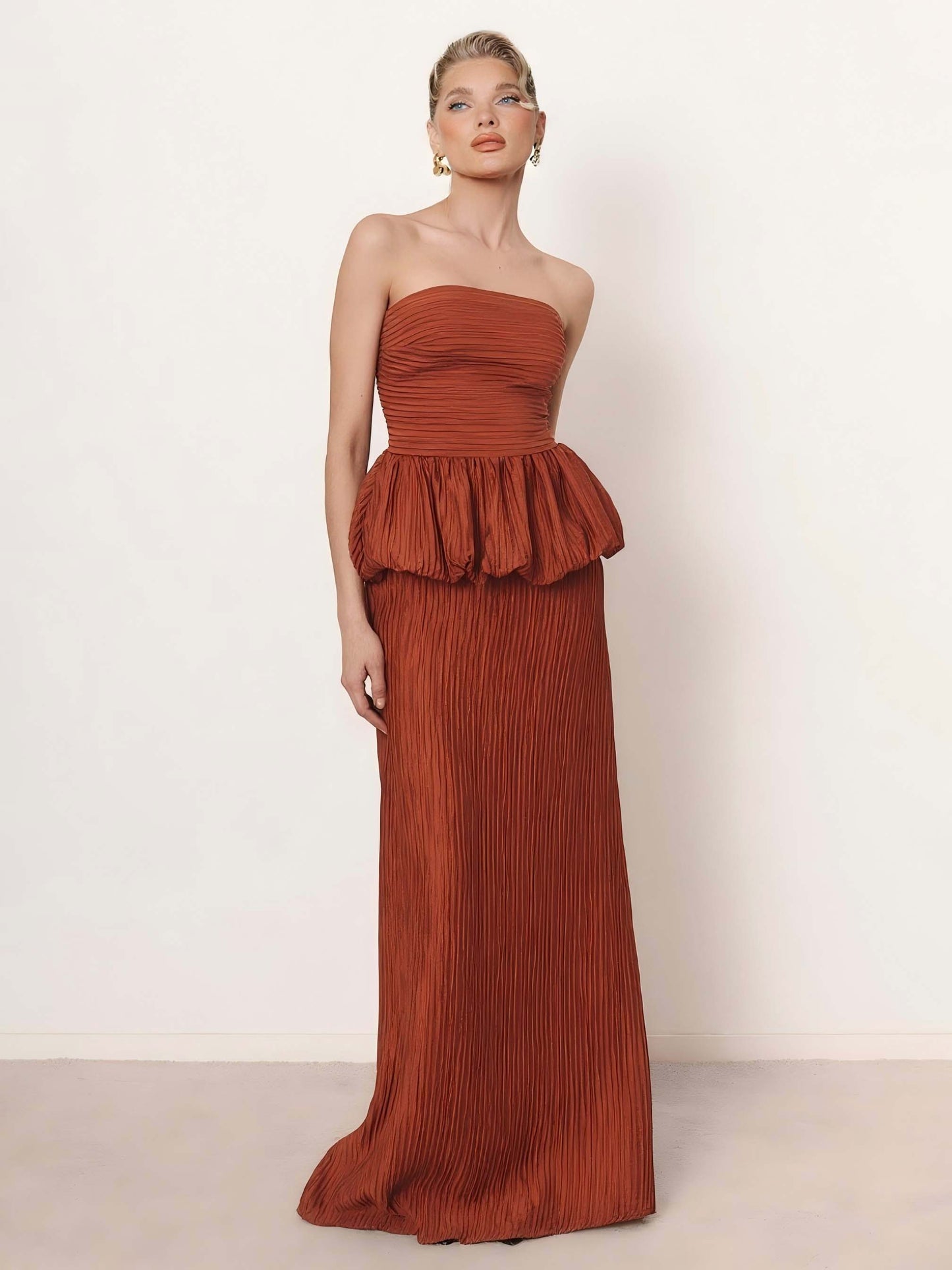 Elegante Strapless Gerimpelde Rok Twee-delige Set
