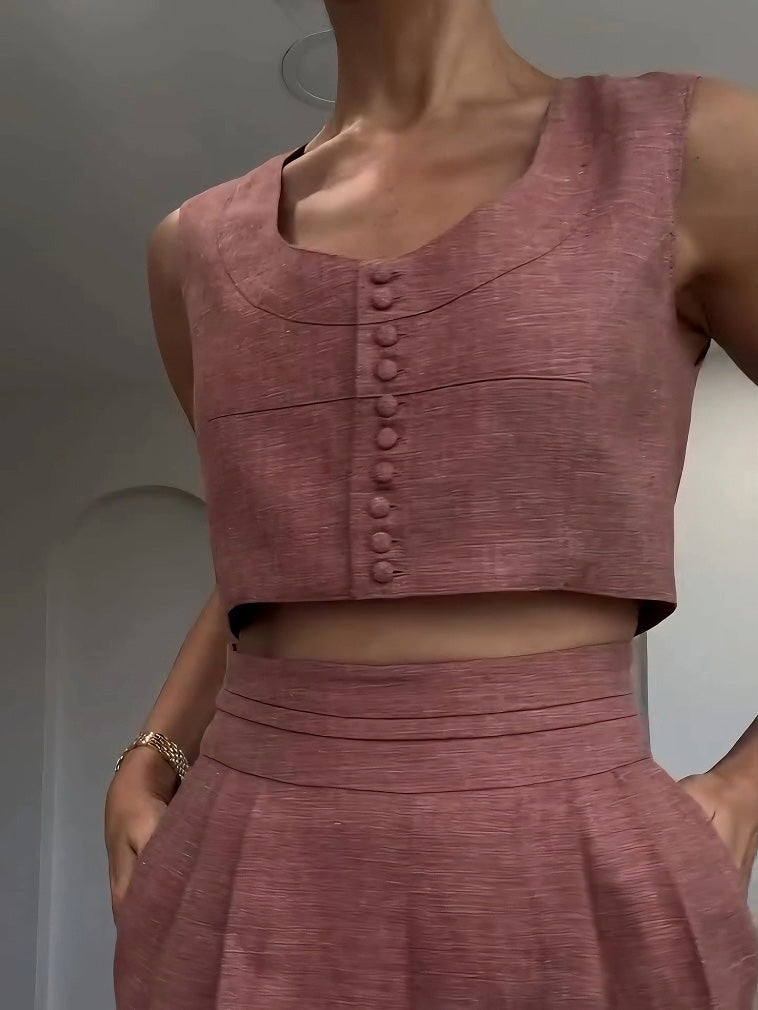 Casual Korte Vest En Broek Twee-delige Set