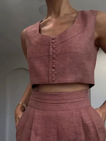 Casual Korte Vest En Broek Twee-delige Set