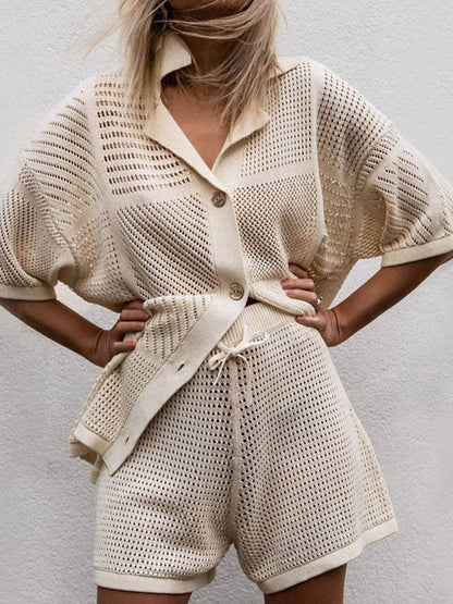 Casual en Modieuze Korte Mouwen Gebreide Rok Set