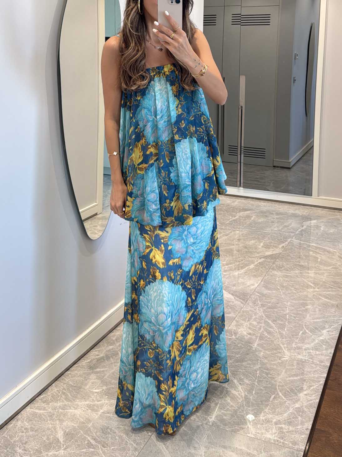 Bloeiende Tuin Bloemen Twee-Delige Cami Top En Maxi Rok Set