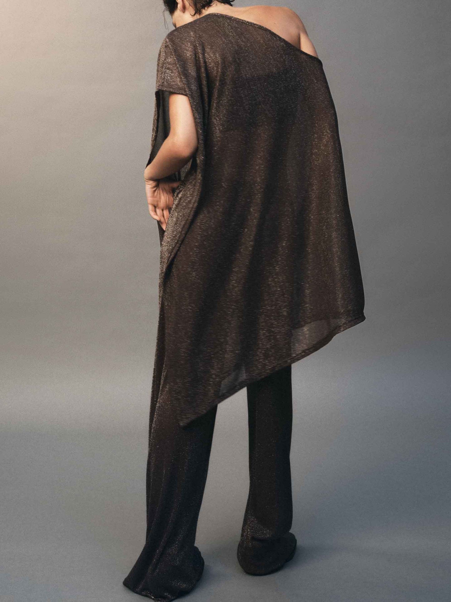 Exquise Asymmetrische Shawl Broek Twee-Delige Set
