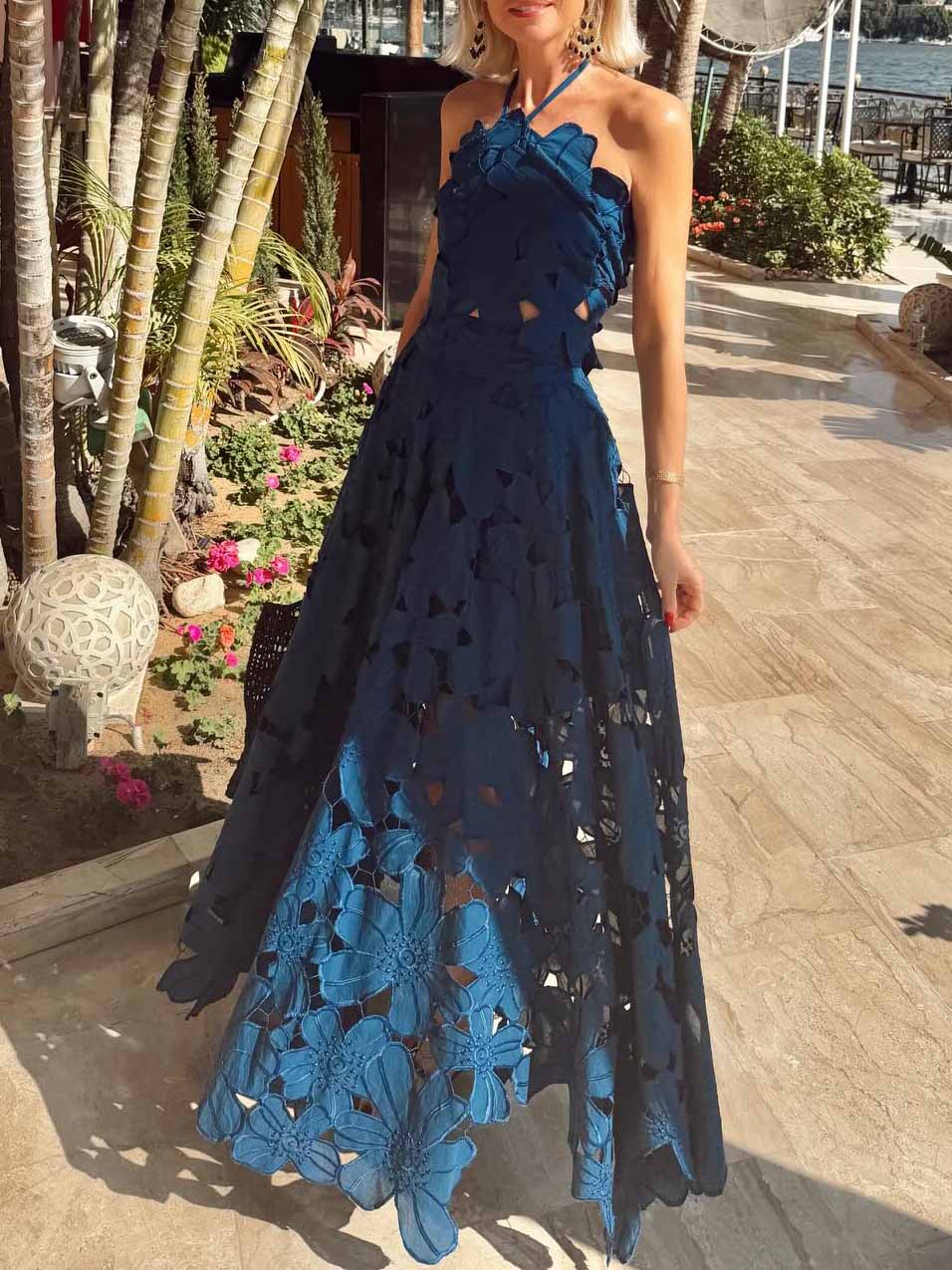 Exquisite Lace Cami Crop Top & High-Waist A-Line Maxi Rok Twee-delige Set