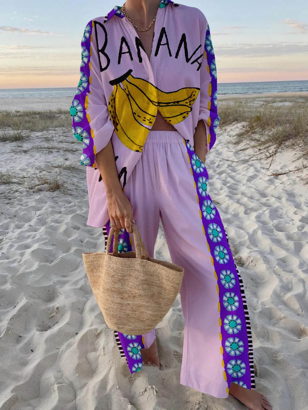 Unieke en Modebewuste Banaanprint Vakantie Set