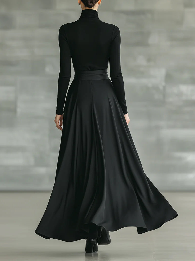 Casual Satijnen Tailleband Rok Twee-delige Set