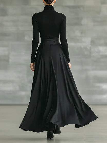Casual Satijnen Tailleband Rok Twee-delige Set