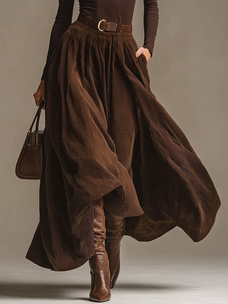 Retro Corduroy Rok Twee-Piece Set