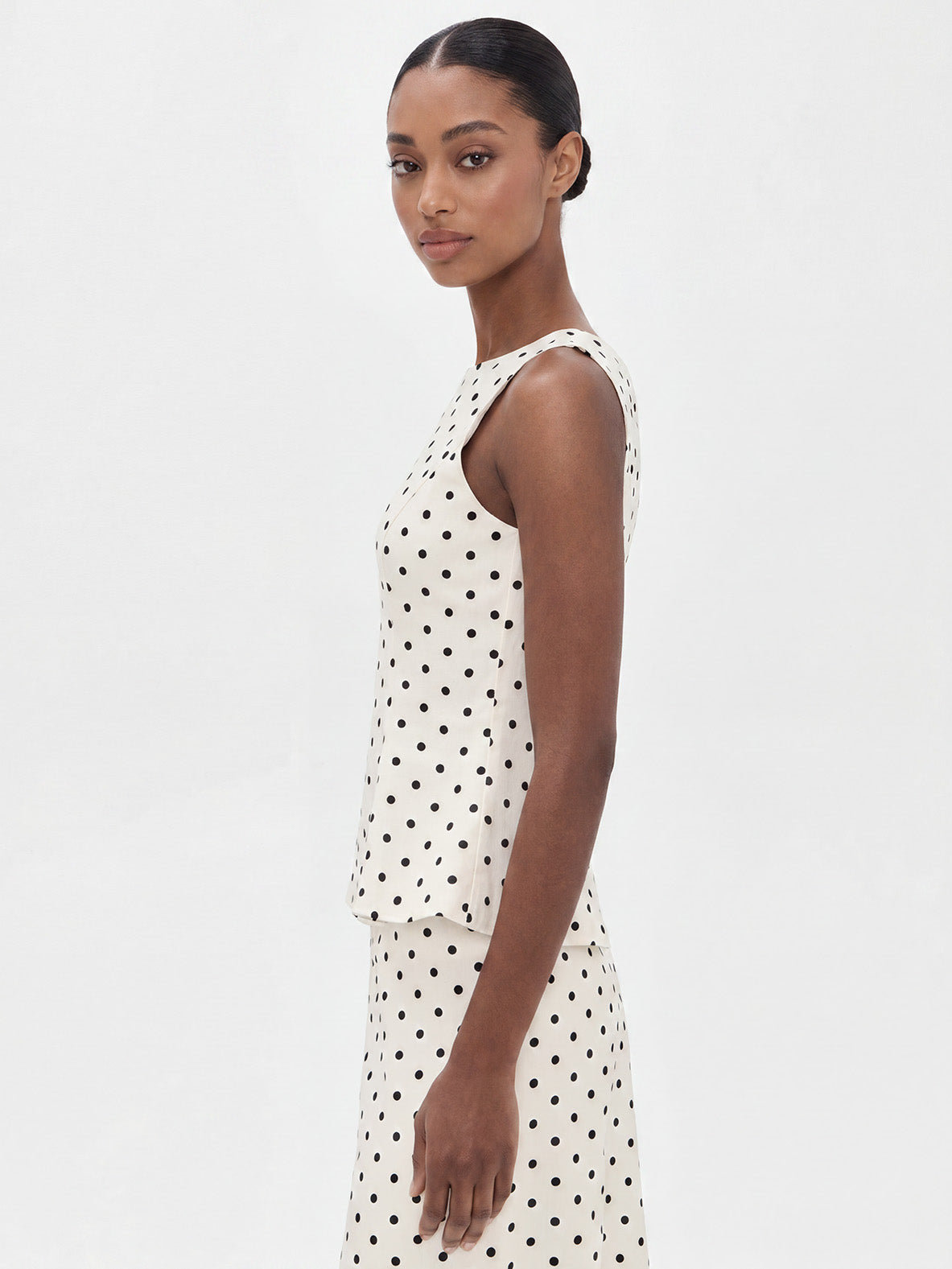 Elegante Mouwloze Top & Rok Twee-Delige Set met Polka Dots