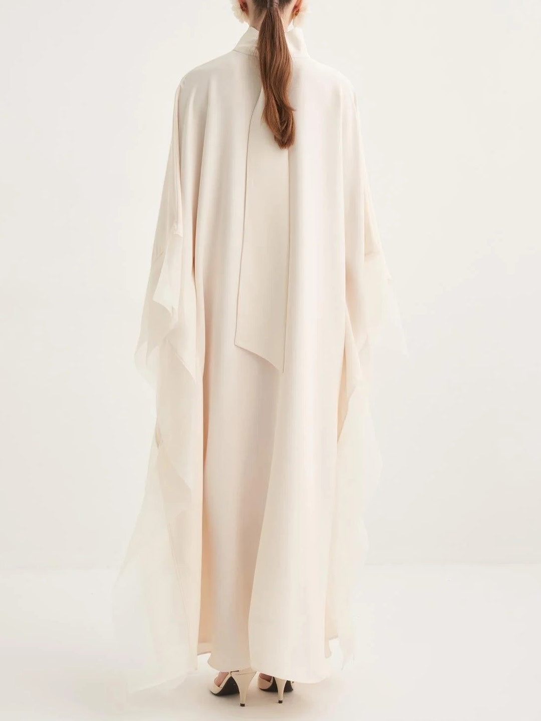 Elegant Hoge Hals Vloeiende Cape Maxi Jurk