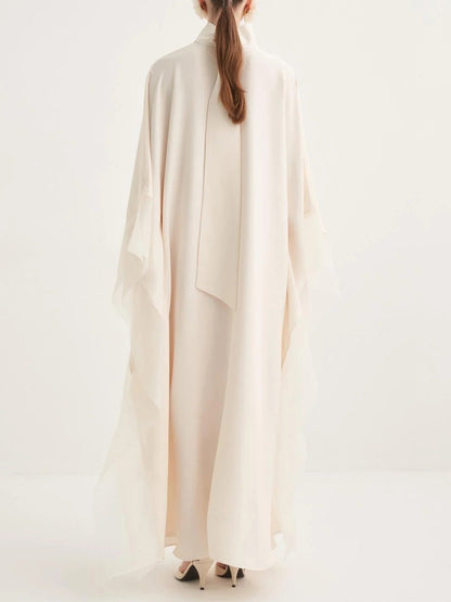 Elegant Hoge Hals Vloeiende Cape Maxi Jurk