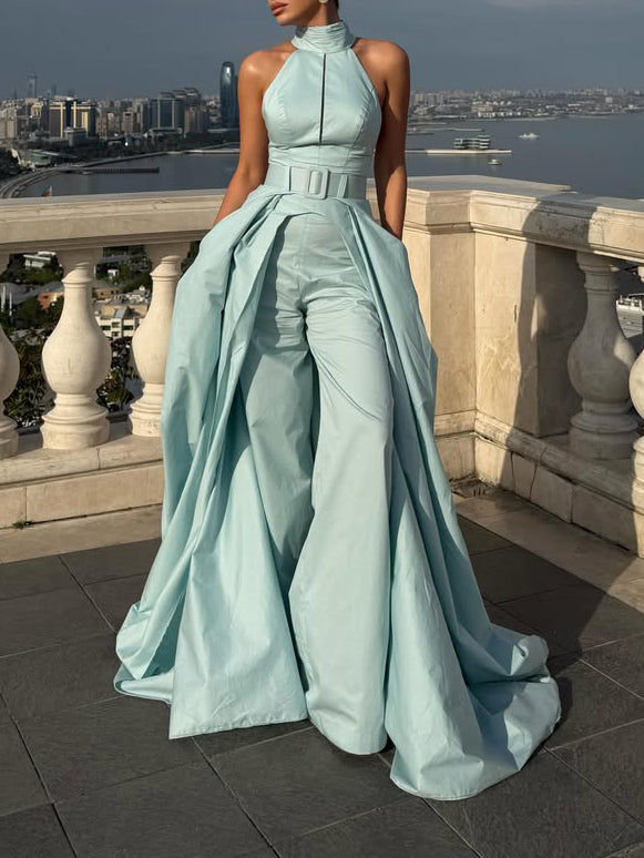 Elegante Haltertop & Wijde Pantalon Twee-Delige Set