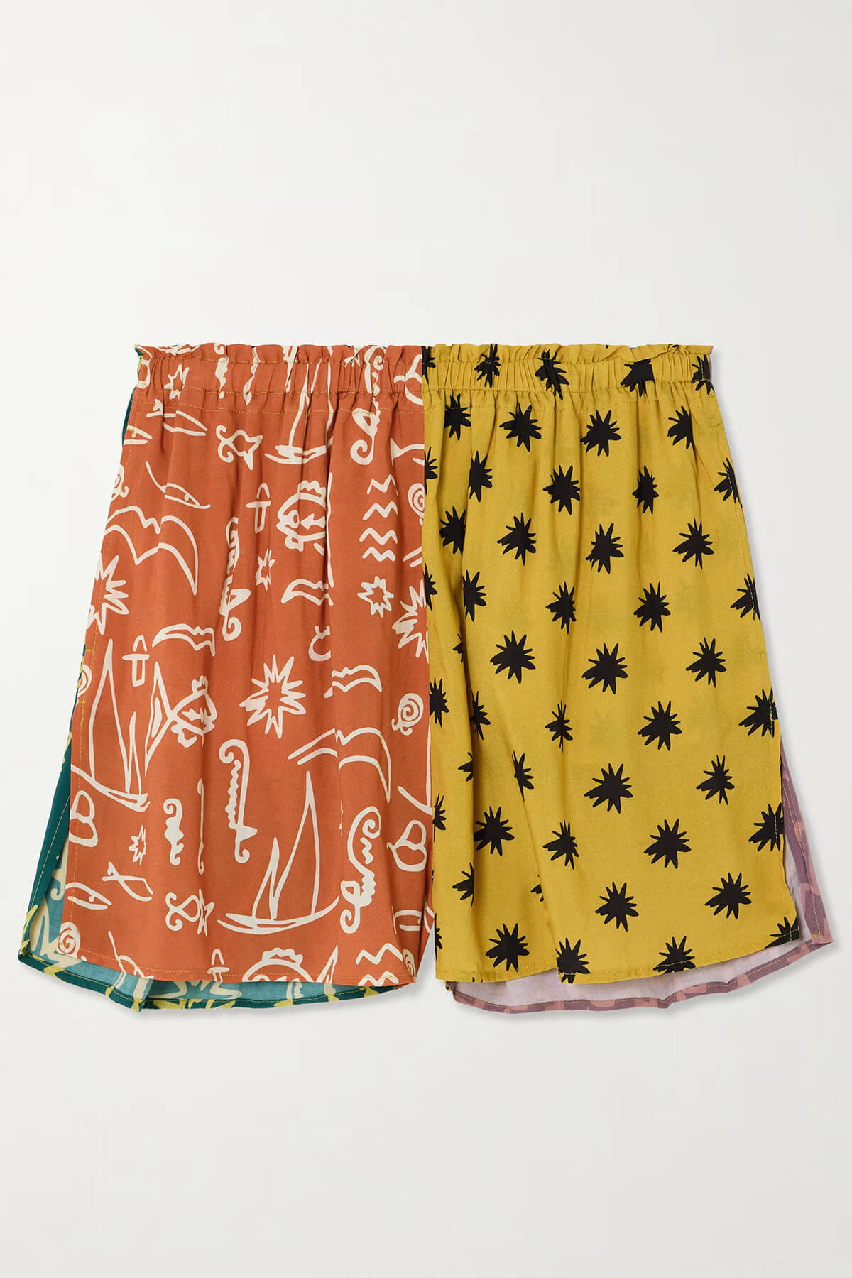 Uniek Gedrukt Crêpe Shirt en Elastische Taille Shorts Set