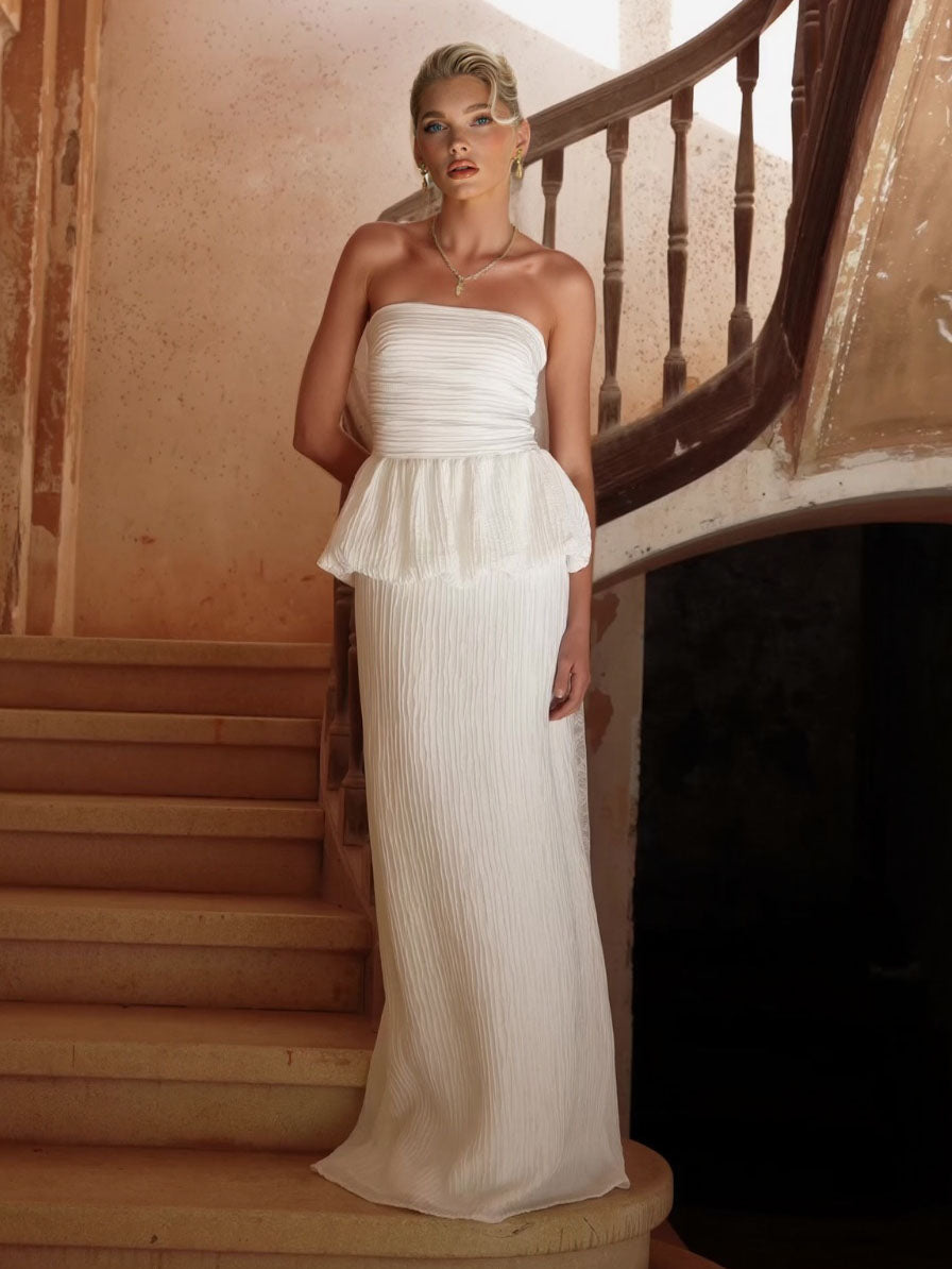Elegante Strapless Rimpelrok Twee-delige Set