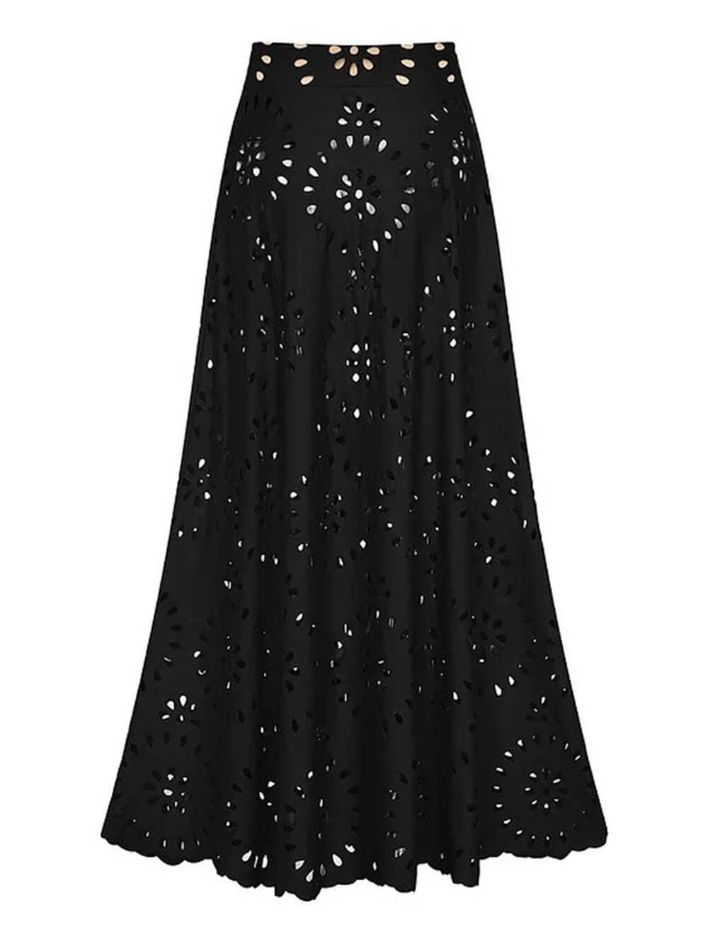 Elegante Bloem Hollow Eendelig Badpak en Rok