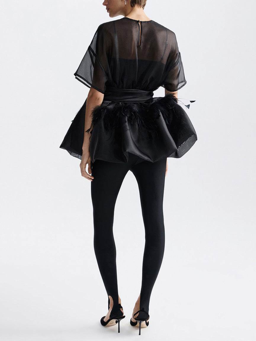 Elegante Veer Organza Top Tweedelige Set