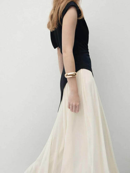 Elegante Asymmetrische Off-Shoulder Plissé Maxi Jurk