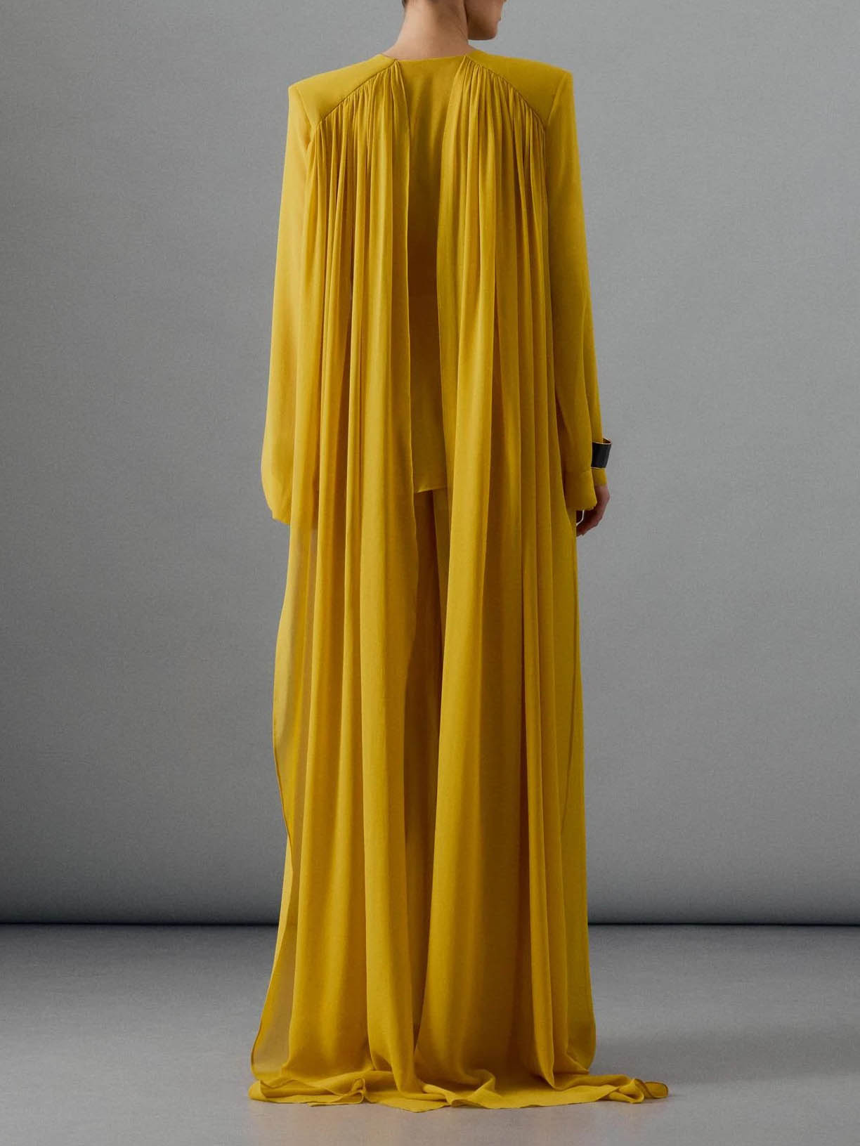 Elegante Gelaagde Chiffon Shirt & Wijde Pantalon Twee-Piece Set