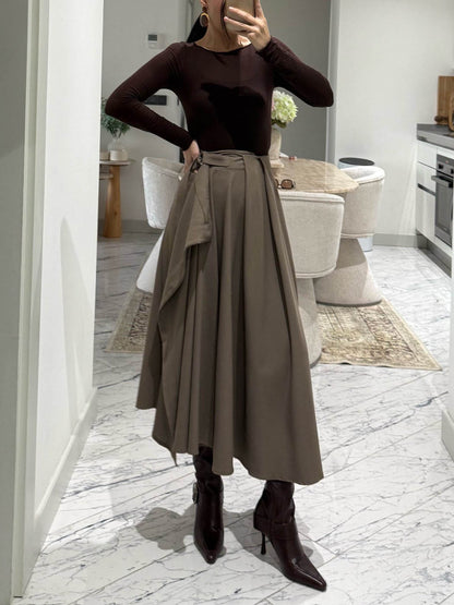 Exquise Plissé Flared Midi Rok Twee-Delige Set