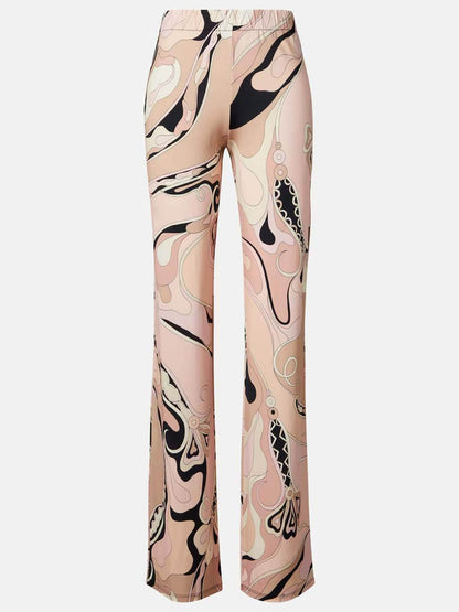 Unieke Bloemenprint Fitted Overhemd & Elastische Taille Rechtpijpen Broek Set