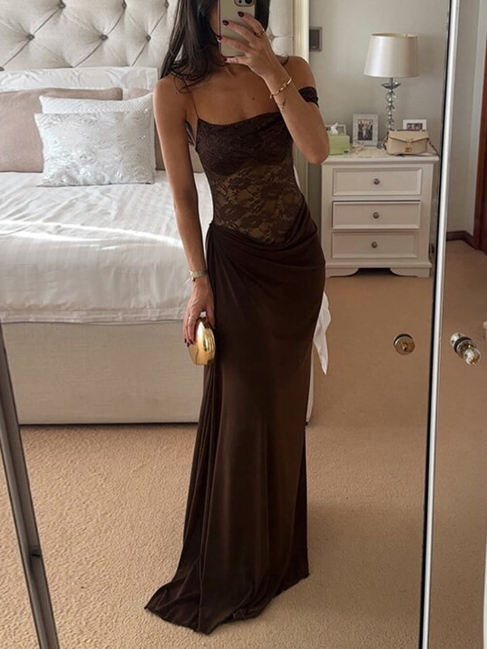 Sexy en Delicate Off-the-Shoulder Kanten Maxi Jurk