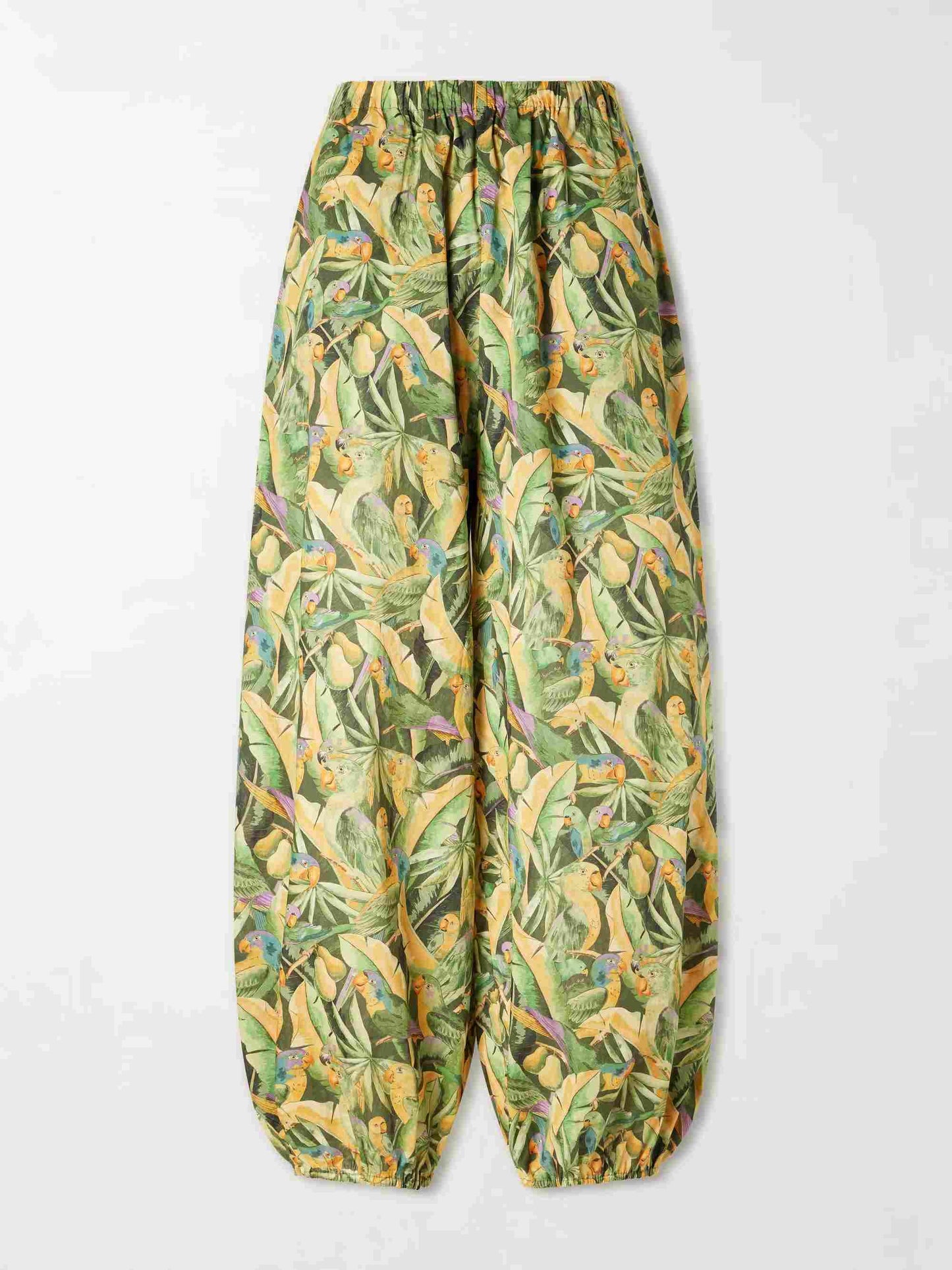 Exquise Tropische Papegaai Print Ruffle Top & Lantaarn Broek Twee-delige Set