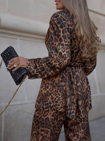 Mode Luipaardprint Hoge Taille Wijde Pantalon