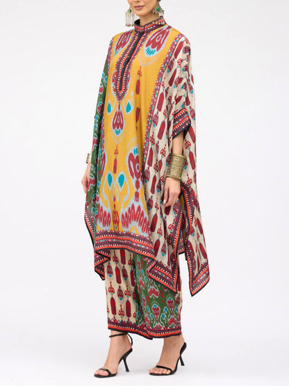 Retro Casual Patchwork Bloemenprint Losse Midi Shirt