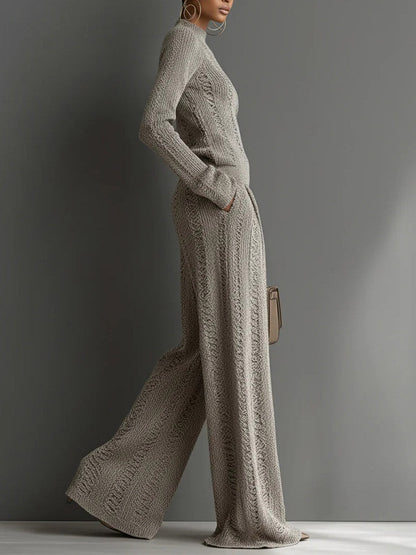 Casual coltrui en broek met wijde pijpen