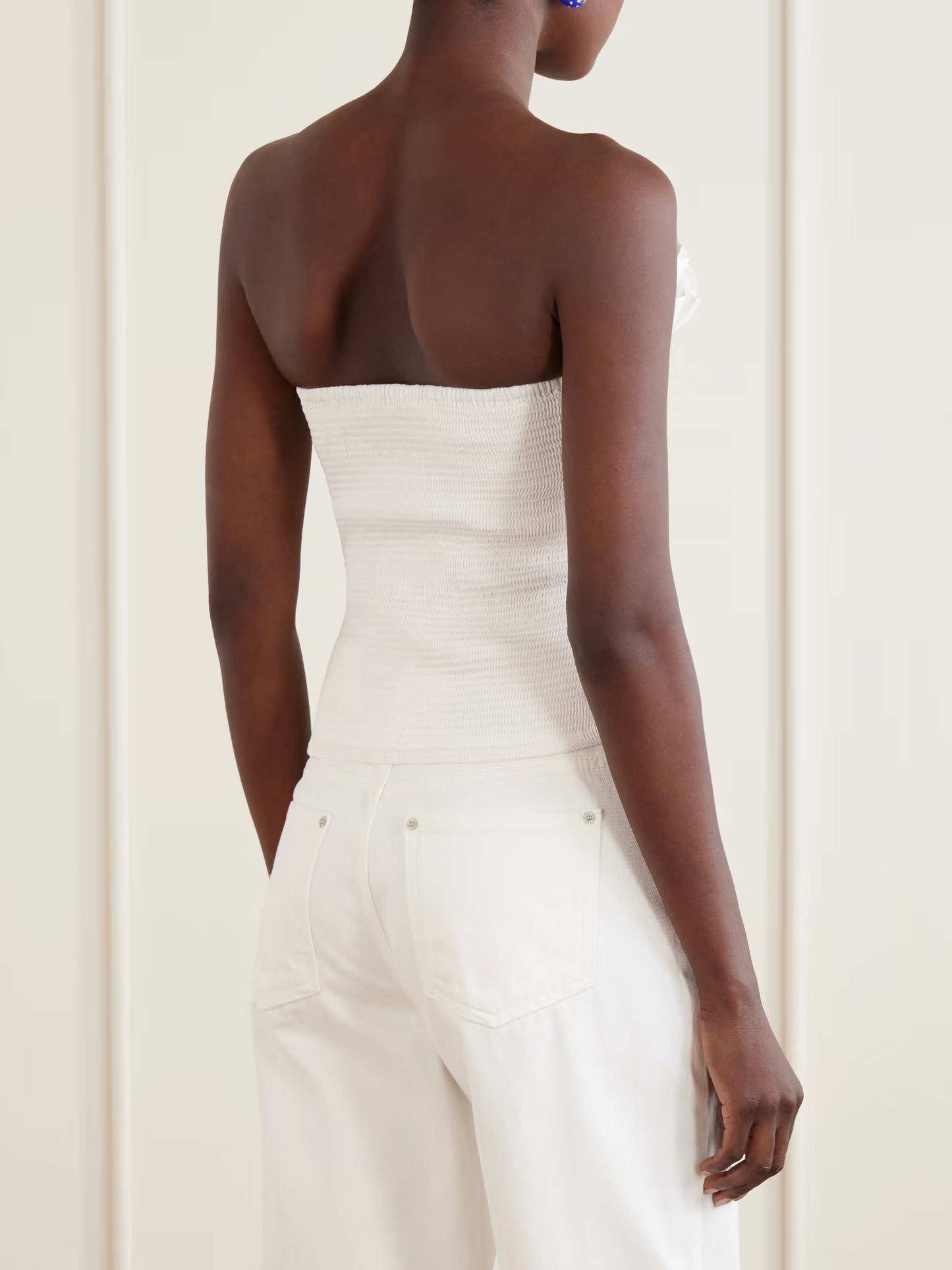 Exquise Ruffle Tube Top & Eyelet Wijde Broek Twee-delige Set