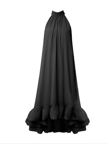 Elegante Rimpel Halter Nek Mouwloze Jurk