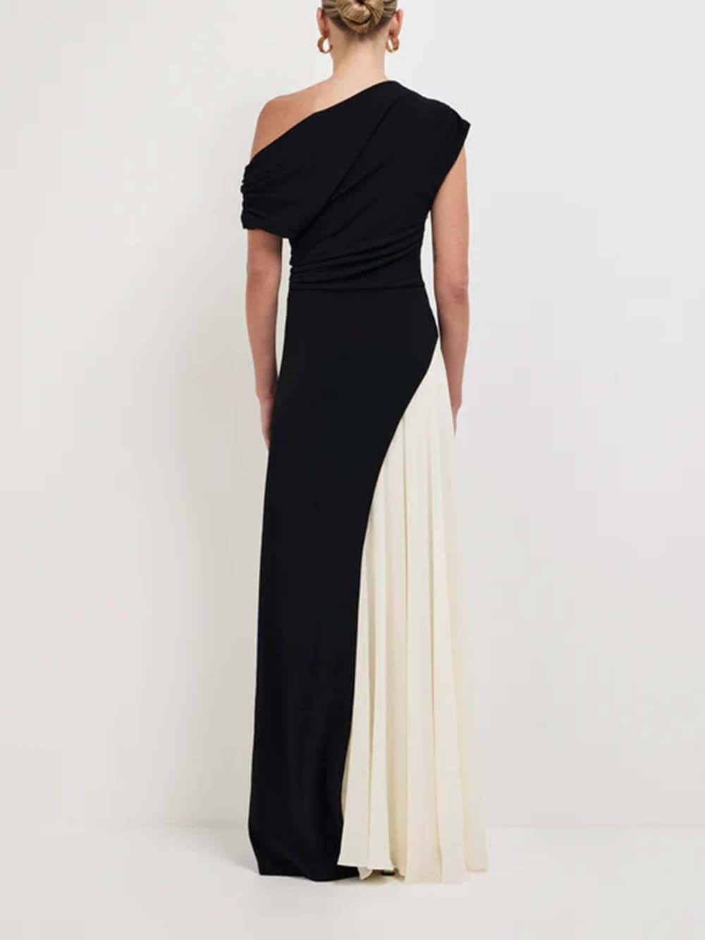 Elegante Asymmetrische Off-Shoulder Plissé Maxi Jurk