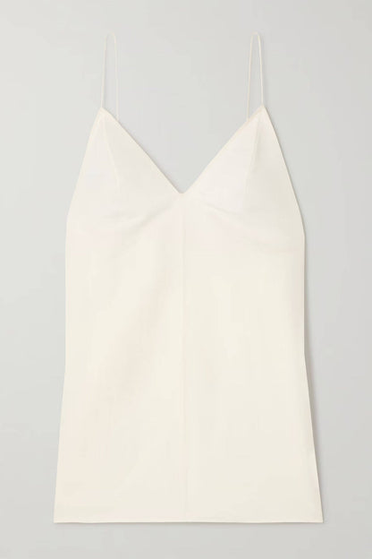 Exquise Rugloze Camisole Top en Geplooide Gedrukte Satijnen Twill Rok Set
