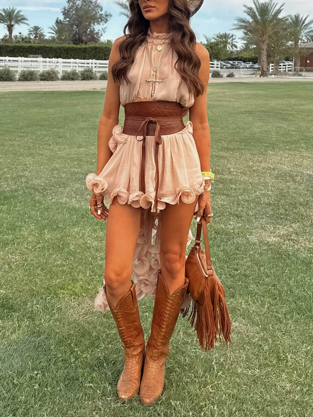 Delicate Romantische Drama Chiffon Golvende Ruffles Elastische Taille Losse Shorts