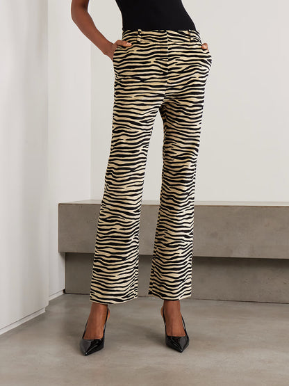 Exquise Zebra Print Blazer Met Rechtafstaande Broek Set