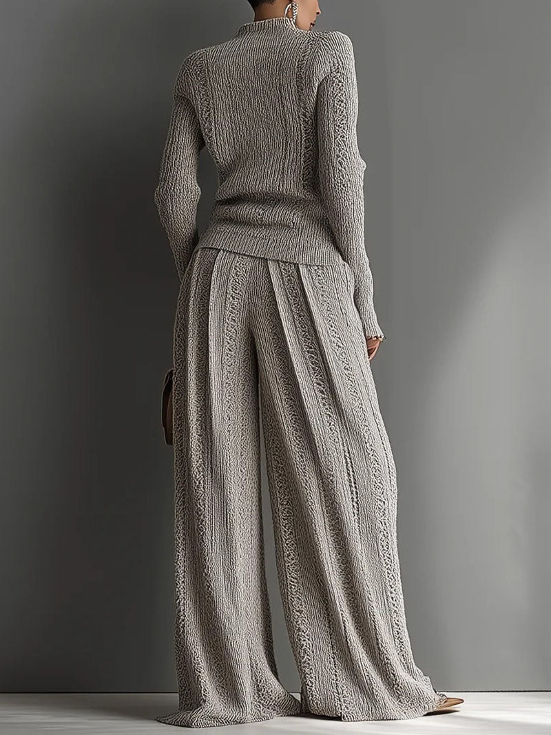 Casual coltrui en broek met wijde pijpen