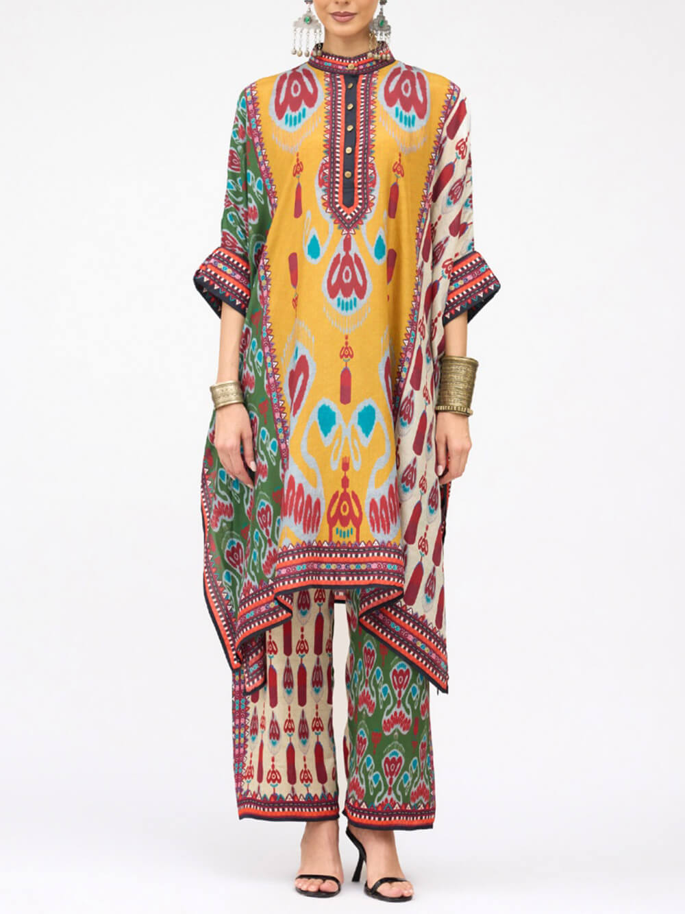 Retro Casual Patchwork Bloemenprint Losse Rechte Broek