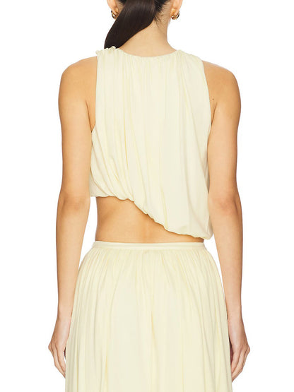 Elegante Asymmetrische Hem Cropped Top En Rok Twee-delige Set